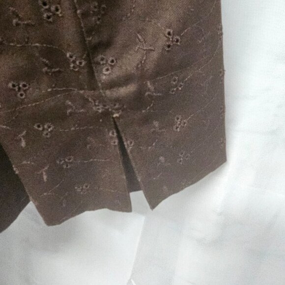 Studio Works Brown Embroidered Eyelet Blazer Boho 8 - Picture 7 of 12